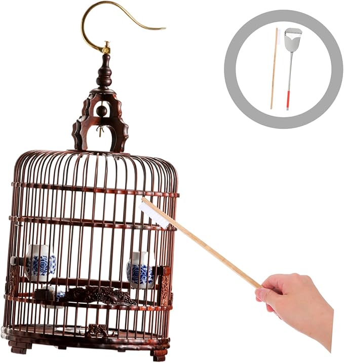 2-Piece Bird Cage Cleaning Set Pet Cage Brush Dropping Scoop Multi- Cleaning Tool