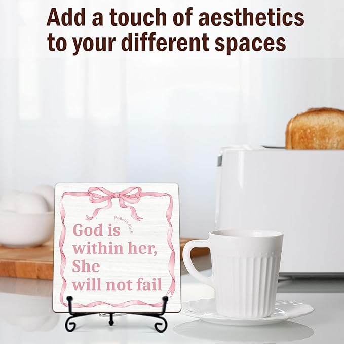 Home Living Room Table Decor, Christian Gifts, Boho Office Decorations, God Is Within Her She Will Not Fall, Coquette Decoration, Christian Girl Room Decor -A04