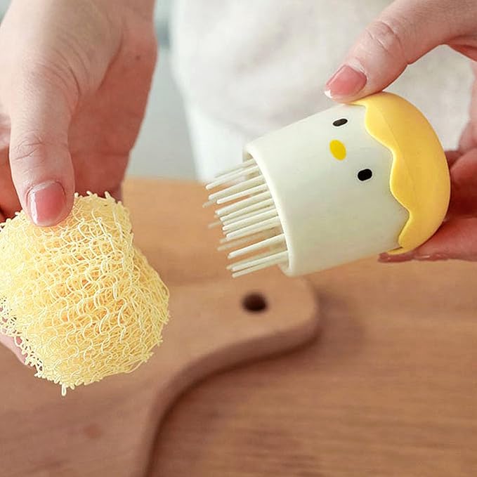Cartoon Eggshell Dish,Cleaning Brush Long Lasting,Easy to Grip Cute Kitchen Scrub Brush,for Fresh Eggs and Incubator Scrub Brush for Washing Dishes Kitchen Utensils (Yellow)
