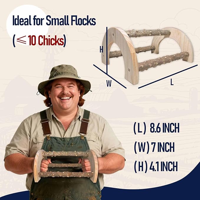 Chick Perch - Natural Wood Chick Roosting Bar for Brooder, Baby Chicken Supplies （1 Pack）