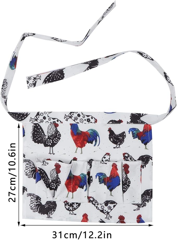 Eggs Collecting Apron with Multiple Pockets, Farmhouse Supplies for Chicken Duck Eggs, Hands Free Egg Gathering Holding Apron with Durable Polyester Material, Perfect for Collectin (2 S)