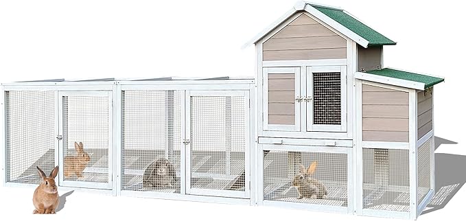 122" Large Wooden Chicken Coop with Run for 3-5 Chickens, Outdoor Chicken Coop with Nesting Box, Waterproof Hen House Pet Rabbit Hutch for Backyard Poultry