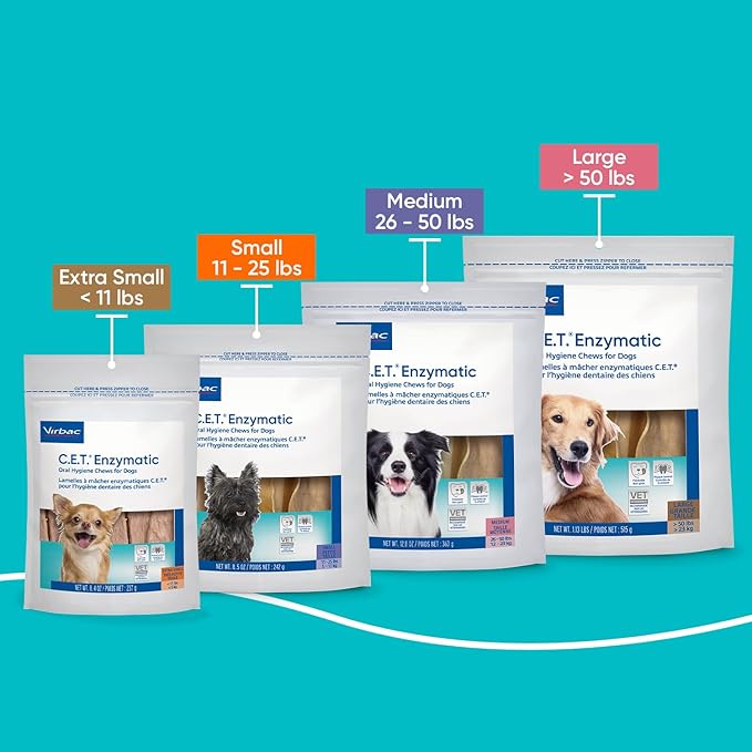 Virbac C.E.T. Enzymatic Oral Hygiene Chews for Dogs Beef 8.4 Ounces