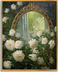 Antique Botanical Prints 8x10 Vintage Floral Wall Art White Rose Painting French Country Pictures Framed Blooming Floral Bouquet Poster Brass Mirror and Flower Poster Victorian Flower Paintings