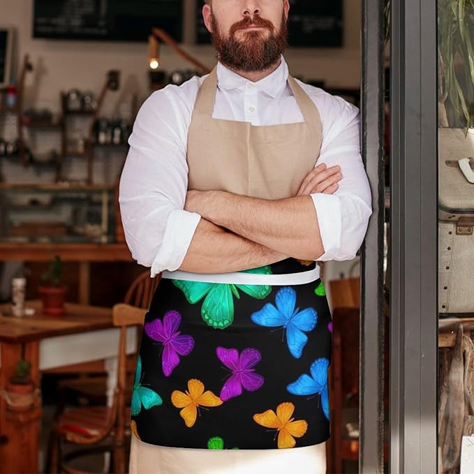 Short 3 Pockets Waist Waiter Waitress Half Apron Waterproof Chef Aprons