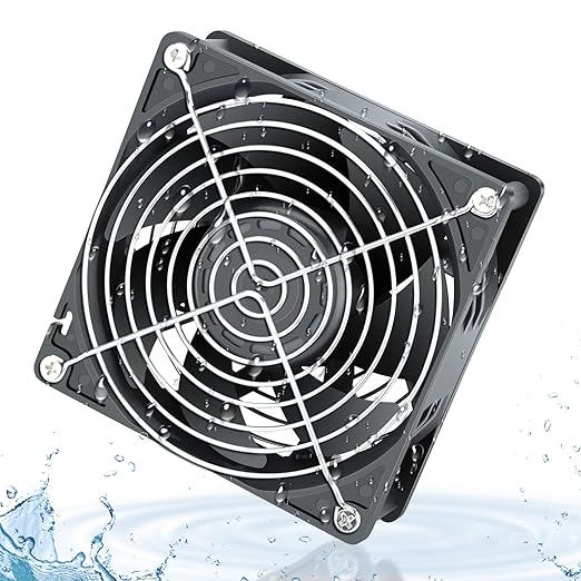 IP67 120mm x 38mm 12v Cooling Fan 2pin Brushless Dual Ball Bearing High Performance Exhaust for Electronics Solar Battery Box RV Refrigerator AV Cabinet