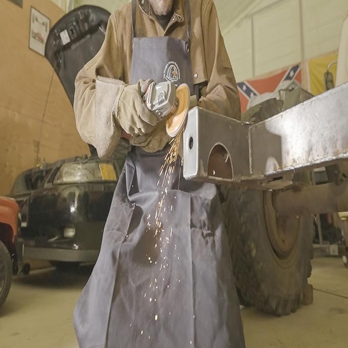 Strongarm Welding Aprons - FR Cotton & Split Leather Options - X-Tech Cross-Back Straps - Pockets - 24x36 / 24x42