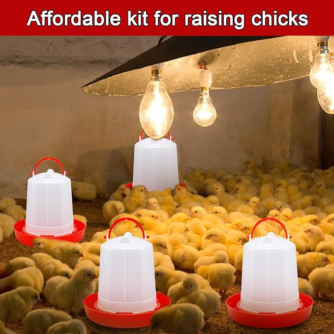 12 Pack Small Chicken Feeder and 1.5L Baby Chicken Waterer Set Bulk Chick Feeder Chick Drinker for Poultry Ducks Goose Quail Pigeons(Watering)