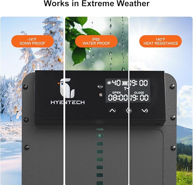 Automatic Chicken Coop Door with Anti-Pinch,Chicken Coop Door Solar Powered with LCD Screen,Electric Auto Chicken Coop Door with Timer&Light Sensor Chicken Door,Aluminum Automatic Chicken Door Opener