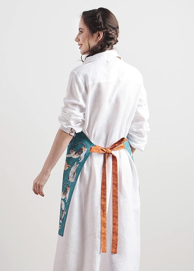 Maison d' Hermine 100% Cotton Apron for women with Pocket Kitchen Chef Apron for Men Cooking Easter Decorations