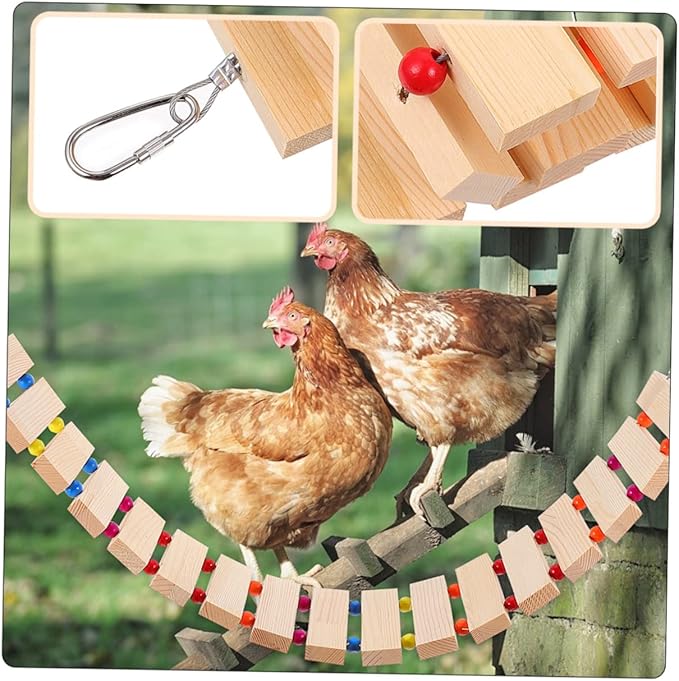 POPETPOP Chicken Coop Toys Chicken Swing Perch Wood Stand Toy Ladder Rooster Decor Roosting Bars