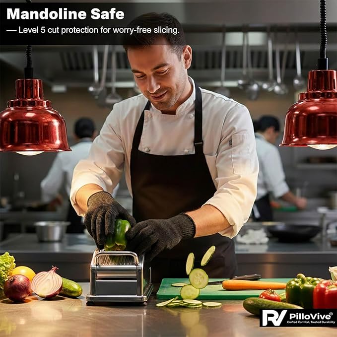 4PCS Cut Resistant Gloves Food Grade Level 5 Protection,Safety Cutting Gloves with Stainless Steel Wire for Kitchen Chefs Butchers Meat Cutting Mandoline Oyster Shucking Garden -Superior Dexterity, L