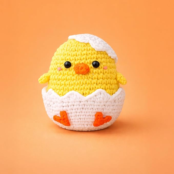 Visusa Crochet Kit for Beginners – Learn to Crochet Animal Kit– Yellow Chick Amigurumi Set- Easy DIY Crochet & Knitting Starter Set with Video and PDF Tutorials- Perfect Crochet Gifts for Starters.