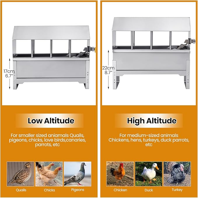 Automatic Chicken Waterer, Metal Chicken Waterer Dispenser Poultry Waterer No Waste Adjustable Height Chicken Watering System with Float Valve for Duck Pigeon Goose Turkey