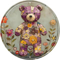 Bear Round Metal Tin Sign Wreath Farm Flowers Rustic Vintage Wall Art Decor for Home Garden Porch Yard Farmhouse Outdoor Decor 8x8inch