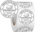 Louise Maelys 2Inch 500 Pcs Farm Fresh Duck Egg Stickers Unwashed Duck Egg Carton Labels - Market Egg Handling Sticker for Poultry Farms, Farmers Markets & Organic Produce