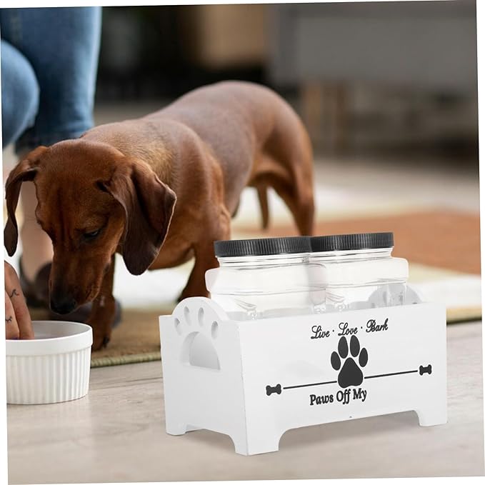YARNOW 1set Wooden Dog Treat Jar Organizer Stylish Pet Food Storage Box Efficient Design for Treats and Snacks Sustainable Solid Storage for Home Decor