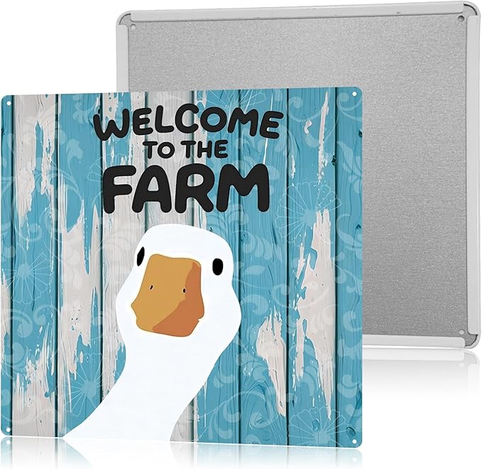 Vintage Duck Decor Funny Farm Animal Kitchen Decor Country Home Decoration Farmhouse Gifts For Home Kitchen Living Room 8×8 Tin Sign