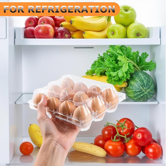 120 Pack Egg Cartons Cheap Bulk 12 Count, 1 Dozen Clear Empty Egg Cartons for Chicken Eggs, Plastic Egg Holder Egg Container for Family,Chicken Farm and Markets - Medium Egg Cartons Reusable