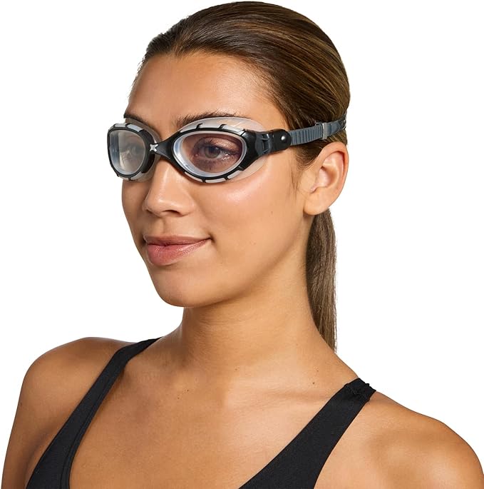 Zoggs Adult Unisex Predator Flex Anti-Fog UV Protection Curved Lens Ultra-Fit Gasket Quick-Adjust Swimming Goggles, 461041