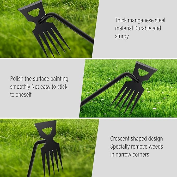Weed Remover Tool,Garden Weed Tool, Portable Garden Weeder Tool for Vegetable Gardening Backyard Farm Planting & Weeding (Black Handle)