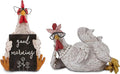 Rustic Rooster and Chicken Resin Statue Set – Distressed Faux Taxidermy – Resin & Metal Animal Sculptures – Country Western Themed Party Decorations – Farmhouse Style Decor for Home, Office & More
