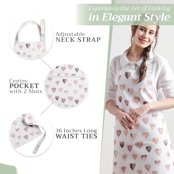 Maison d' Hermine 100% Cotton Apron for women with Pocket Kitchen Chef Apron for Men Cooking Easter Decorations