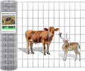 Gisafai 36in x 100ft Welded Wire Fence, 2 Inch x 4 Inch 16 GA, Galvanized Metal Garden Fence Roll Wire Mesh Netting for Goat Deer Cattle Animal Enclosures and Yard Vegetable Plant Protection,Silver