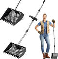 Metal Chicken Poop Scooper & Rake 2-in-1 Stainless Steel Shovel Head & Adjustable Handle with Ergonomic Grip Durable Sand Sifting Litter Shovel for Chicken Coops & Small Farm Animals