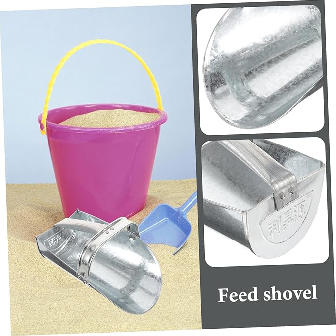 POPETPOP Stainless Steel Feed Scoop for Livestock Large Heavy Duty Food Shovel Ergonomic Handle for Farm Use Poultry and Animal Feeding
