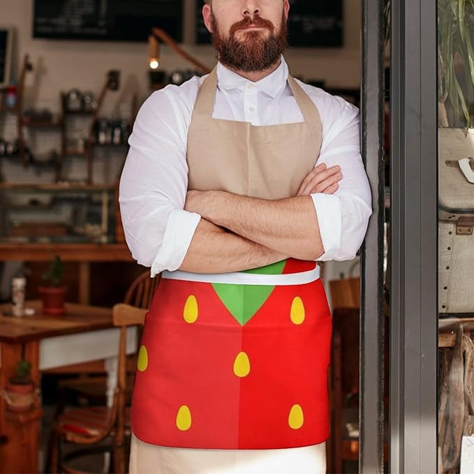 Server Waist Aprons Waitress Unisex Chef Works Half Apron with 3 Pockets