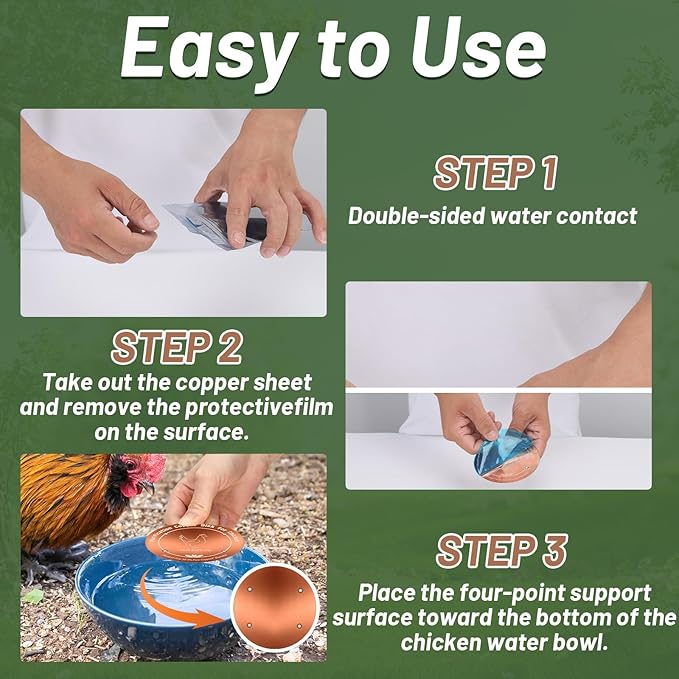 Copper Disk for Chicken Water Feeder|4-inch Diameter,0.6mm Thick|99.99% Pure Copper Disc|Automatic Chicken Waterer Purification Disk with 4 Point Support|Purify Water All Year Round