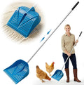 Chicken Poop Scooper & Rake 2-in-1, Adjustable Handle Length from 38" to 66", Features Manure Sifting Capability – Ideal for Chicken Coops and Farm Animal Cleaning (Blue)