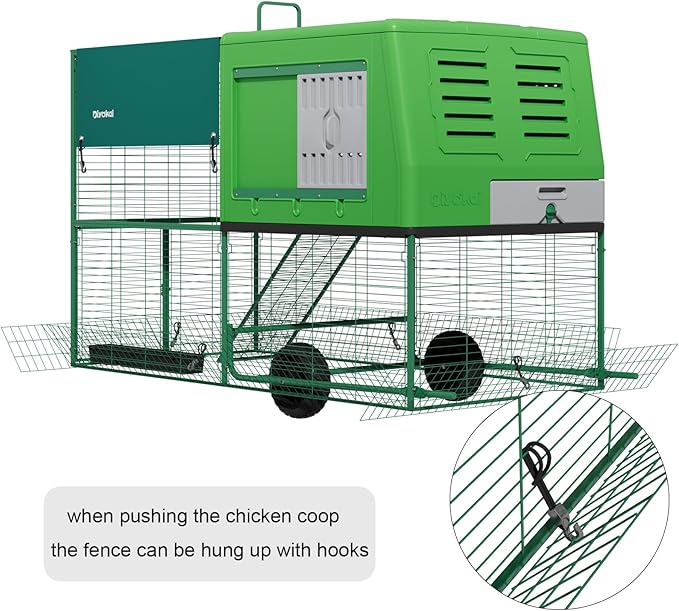 Durable Plastic Tall Chicken Coop with Run Outdoor - Portable Easy Assembly Chicken House with Insulated Besting Boxes, Waterproof Cover, Clean Drawer, Mobile Wheels (Standard)