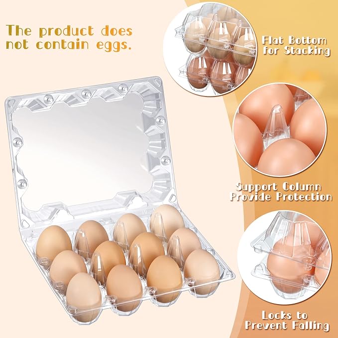 Zubebe 600 Pcs Plastic Egg Cartons Clear Egg Cartons Bulk Blank Tray for Chicken Farm Business Market Home Refrigerator Storage