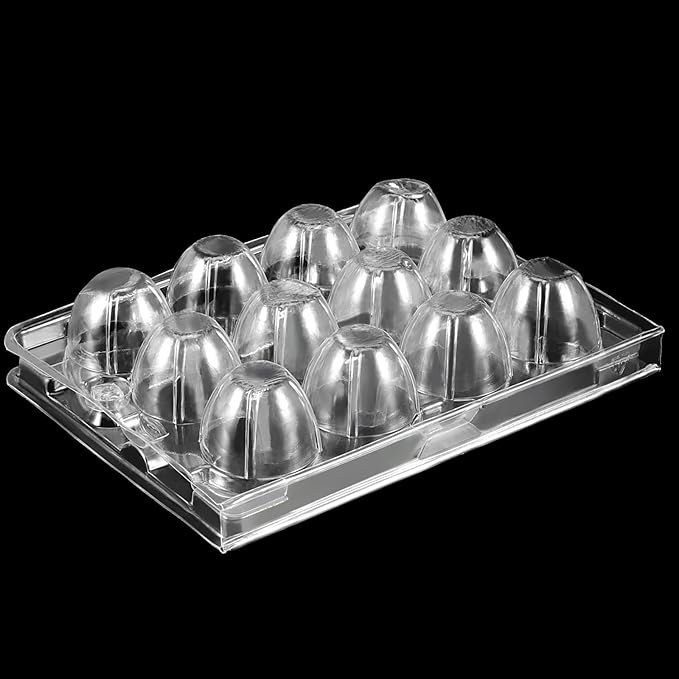 SINJEUN 150 Pack 12 Grids Clear Quail Egg Carton, Mini Plastic Quail Egg Storage Holder with Lid, Stackable Quail Eggs Bulk Carton Trays for Pheasant Pigeon Eggs