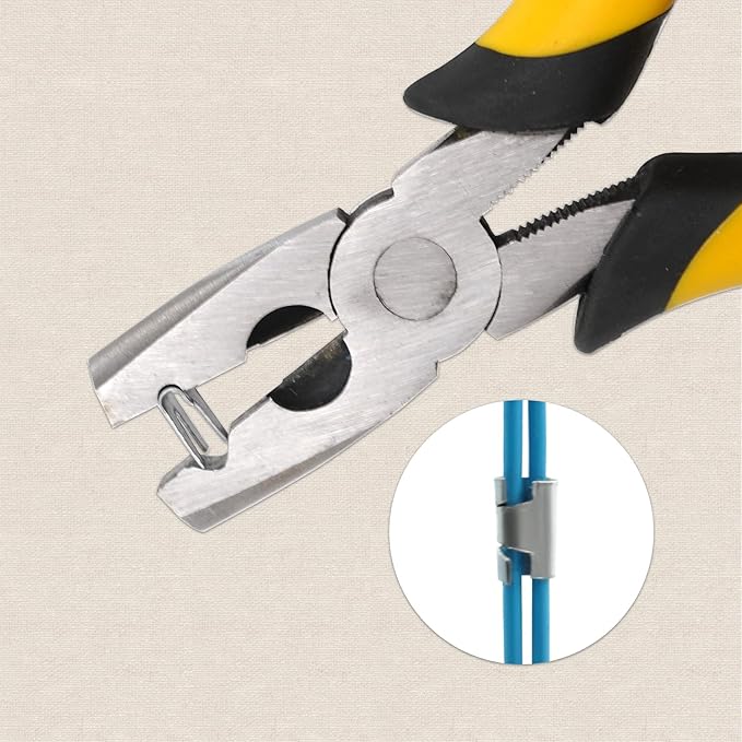 1500pcs Wire Cage Buckle Clips Heavy Duty with Fence Pliers Wire Cage Fasten Clips J Clips Snap Plier Tools for Chicken Rabbit Pigeon Pet Dog Bird Cat Quail Cage Building Supplies