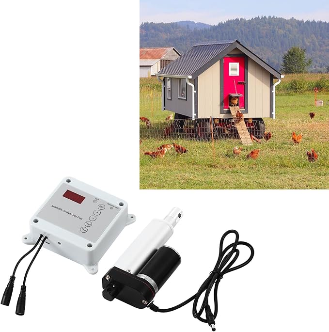 Automatic Chicken Coop Door Opener, Timing Photosensitive Remote Door Closer, Auto Chicken Cage Gate Opener Closer Remote Control Kit