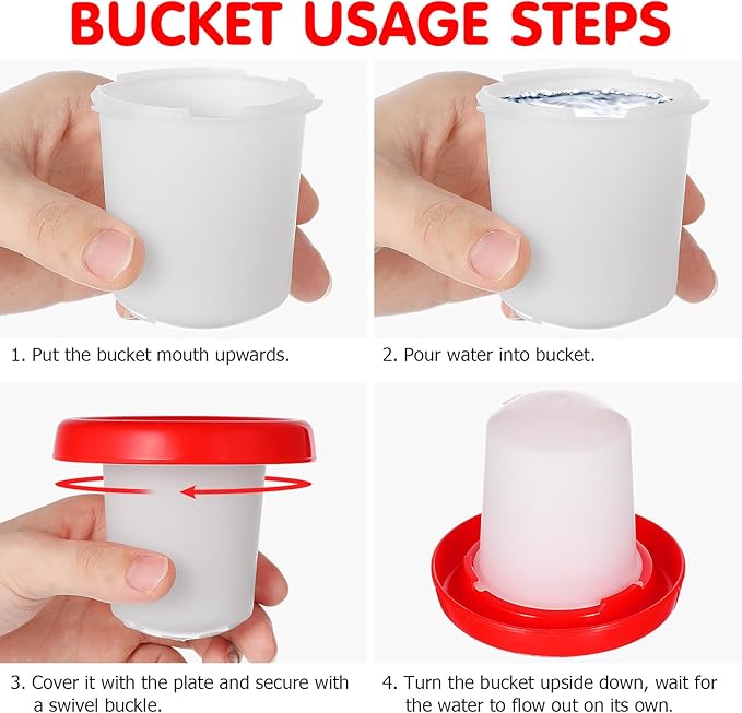 Chicken Feeder and Waterer Set Ducklings Quail Feeders Poultry Baby Chick Plastic Drinker and Waterer Kit for Farm and Brooder Use 4" X 3.5"