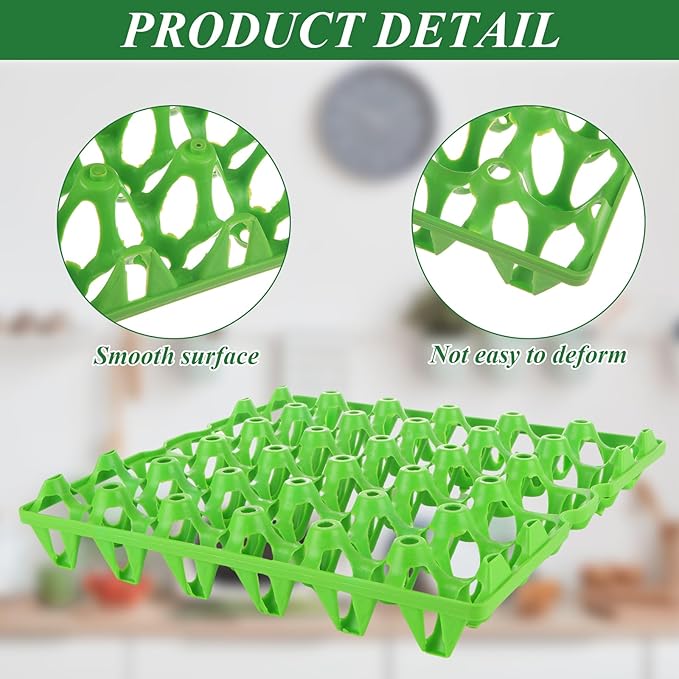 DAJAVE 12 Pack Plastic Egg Tray, Egg Crates 30-Eggs Flats for Home Chicken Farmers, Stackable Eggs Cartons Flats for Packing, Storage, Shipping Fresh (Green)