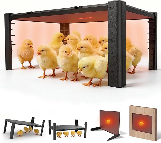 Brooder Plate for Chicks – Adjustable Chick Heat Plate, Heat Plate for Chicks with 95–167℉ Temperature Control, Height Adjustable Chicken Brooder Heater, Anti-Roost Design, Safe ABS Chick Brooder