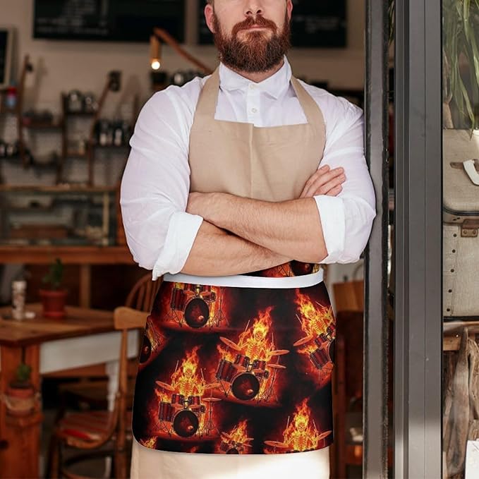Short Aprons for Servers Unisex Chef Works Waitress Apron with 3 Pockets