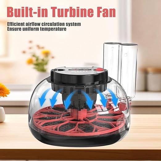 Incubators for Hatching Eggs, 12 Egg Incubator with Automatic Egg Turning and Humidity Control, 360° View Incubadora De Huevos De Gallina, Egg Candler, Incubator for Chicken Eggs, Ducks, Goose, Quail