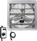 KEN BROWN 24 Inch Shutter Exhaust Fan with Controller Power Cord, Gable Vent Fan, Wall Mount Ventilation, High Speed 4200 CFM, Automatic Aluminum Blades, for Garages, Shop, Greenhouse, Attic