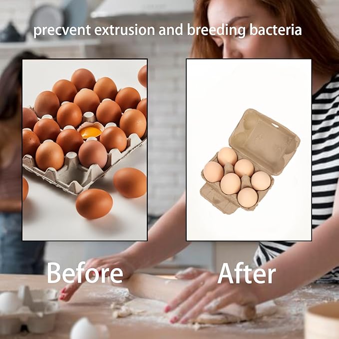 20 Pack Egg Cartons Bulk, 2x3 Style Reusable Empty Natural Paper Pulp Egg Cartons, Sturdy Design Egg Holder Containers for Fresh Chicken Eggs