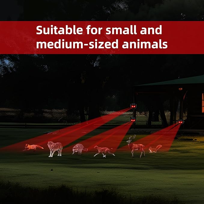 8 Pack Solar Predator Deterrent Lights,Nocturnal Animal Repeller with Red Flashing LED,Waterproof Coyote Deterrent Devices for Chicken Coops,Garden & Yard - Protects Against Fox,Raccoon,Skunk,Deer