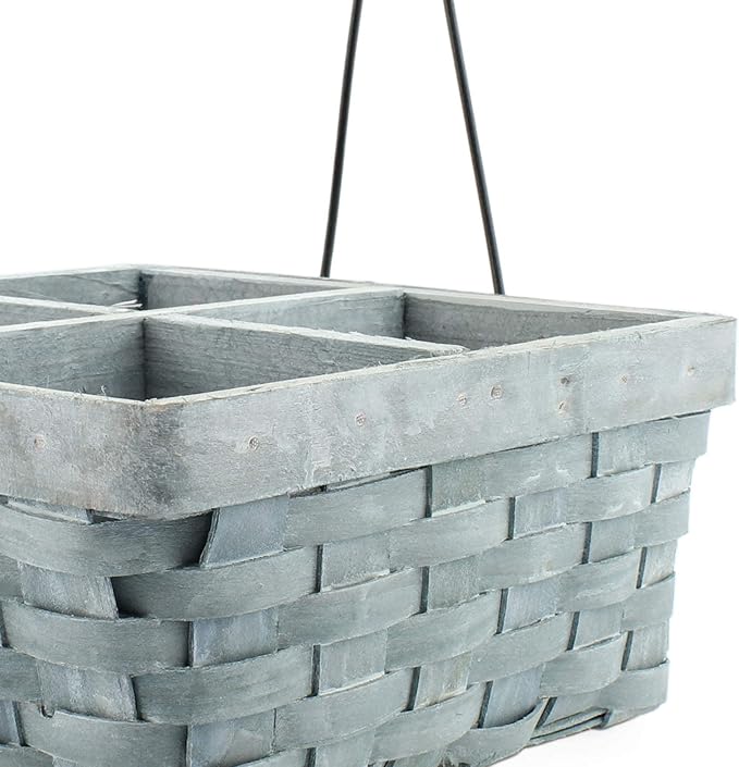 AuldHome Design Wood Basket Caddy (Gray Washed) 4-Compartment Carry-All Divided Organizer, Great for Easter/Spring Gift Basket