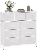 WelFurGeer 9-Drawer Dressers with Sturdy Metal Frame - Tall Chest Organizer Unit with Fabric Bins, Storage Chest of Drawers for Bedroom, Living Room, Hallway, Entryway, Closet, White