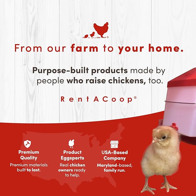 RentACoop Little Red Barn Chick Brooder Set | Durable, Lightweight, Easy-Clean, Multipurpose | with Heating Plate, Feeder, Waterer, Absorbent Hatchling Liners, Jute Liners, LED Light, Security Latch