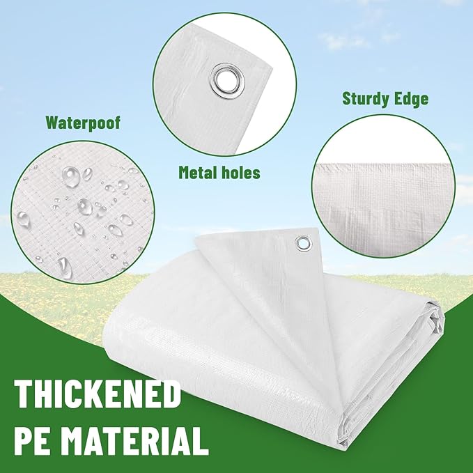 UNIFAMILY 11.1x6.2 Ft Chicken Coop Cover for Winter, Waterproof White Chicken Coop Tarp, Chicken Run Cover for Winter, Chick Tent Covers for Shade, Shade Cloth for Sun Resistance Poultry Cage Tarp